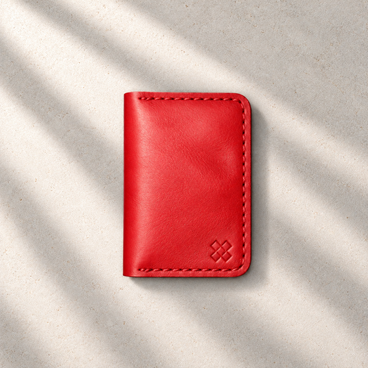 THE COPPERFIELD Bi-Fold Leather Card Holder (Red) - Novelty Atelier