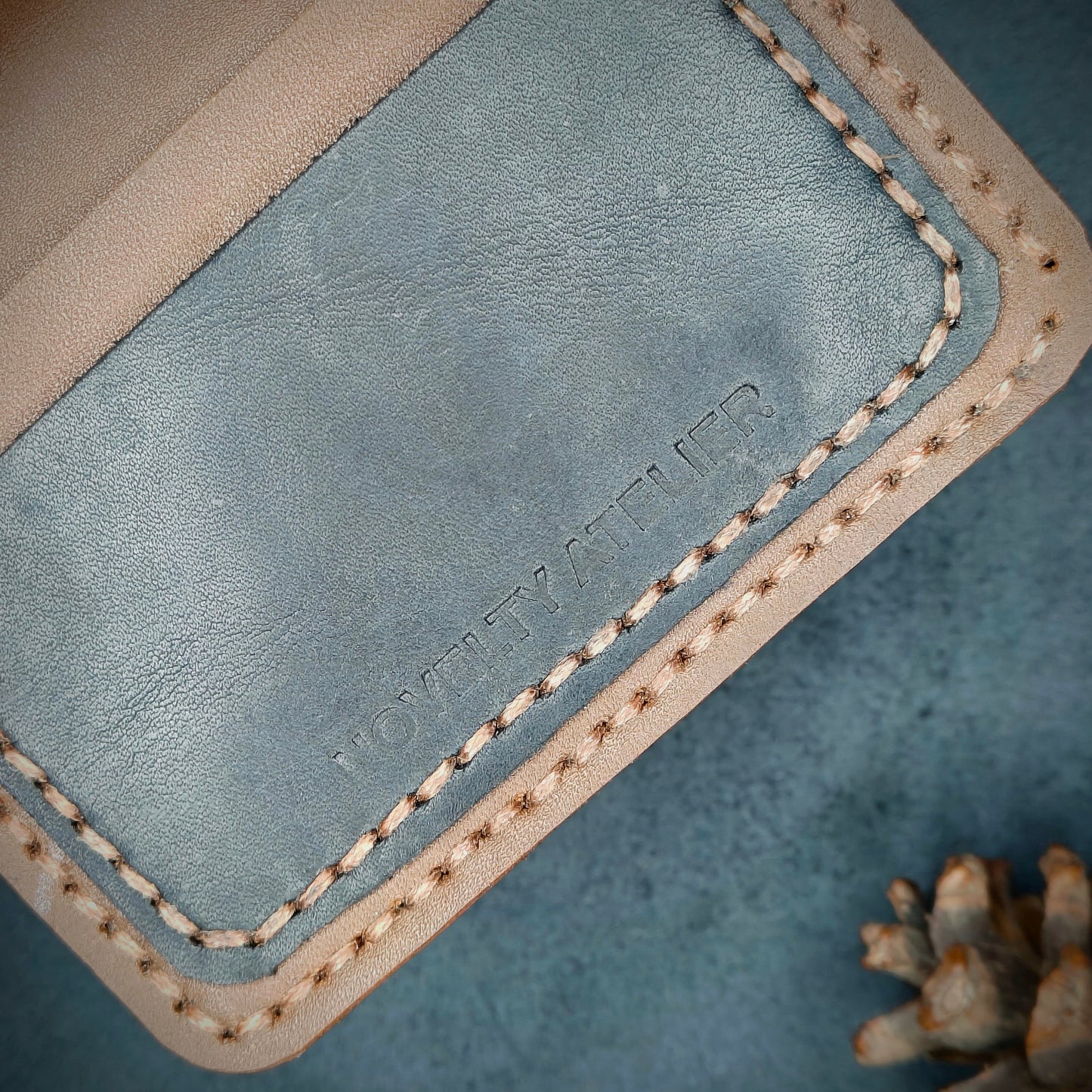 THE MIRAGE Bi-Fold Leather Wallet (Brown and Navy Blue) - Novelty Atelier