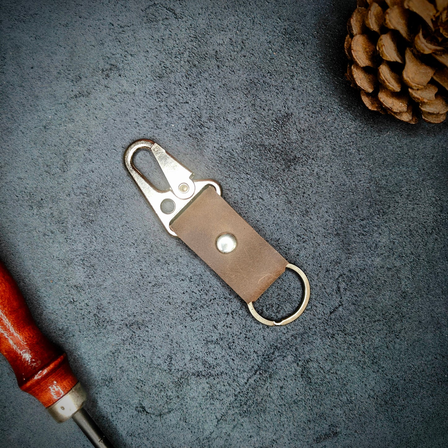 Brown EDC Snap Hook Keychain