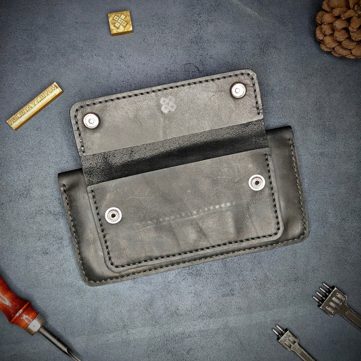 Black Handmade Leather Clutch