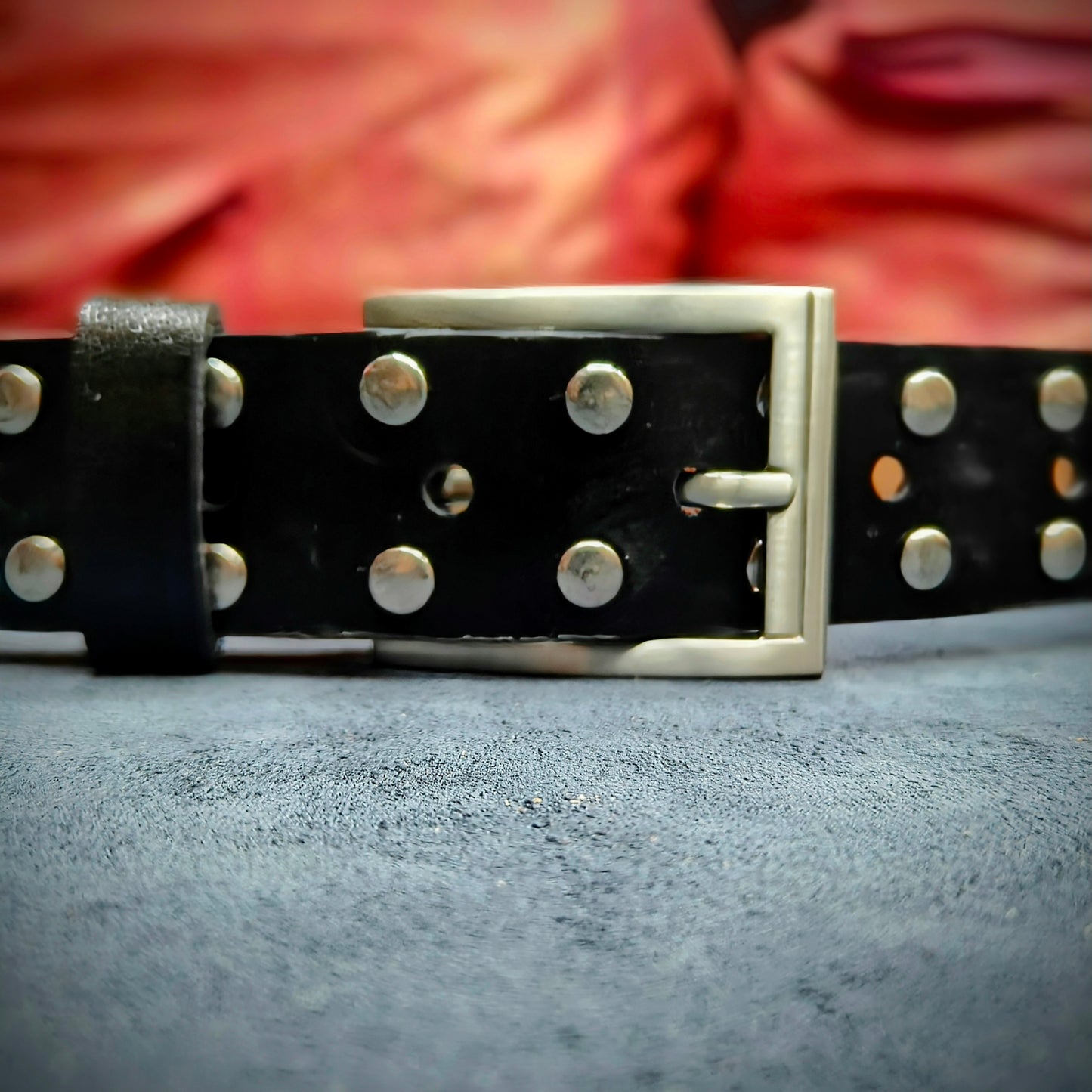Black Leather Studded Belt