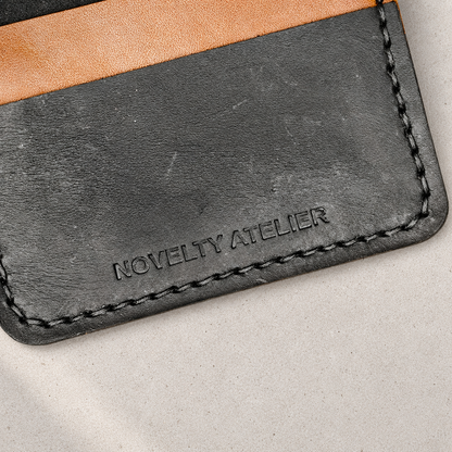 THE COPPERFIELD Bi-Fold Leather Card Holder (Black and Brown) - Novelty Atelier