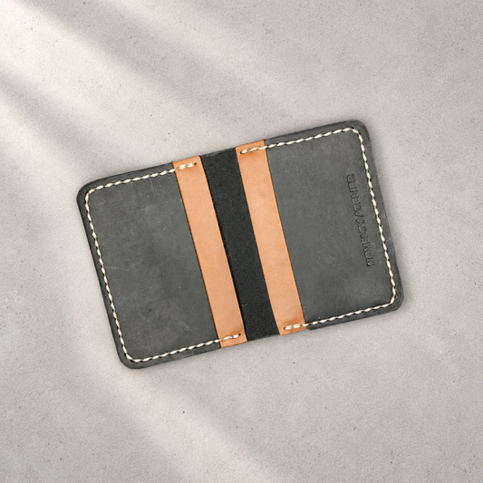 THE COPPERFIELD Bi-Fold Leather Card Holder (Black and Brown) - Novelty Atelier