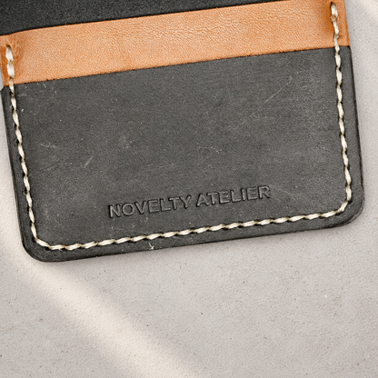 THE COPPERFIELD Bi-Fold Leather Card Holder (Black and Brown) - Novelty Atelier