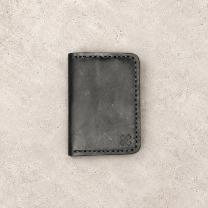 THE COPPERFIELD Bi-Fold Leather Card Holder (Black and Mustard Crunch) - Novelty Atelier