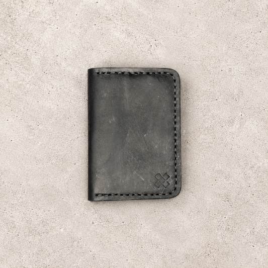 THE COPPERFIELD Bi-Fold Leather Card Holder (Black and Mustard Crunch) - Novelty Atelier