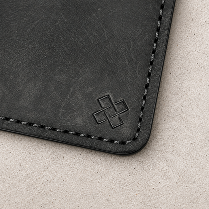 THE COPPERFIELD Bi-Fold Leather Card Holder (Black and Mustard Crunch) - Novelty Atelier