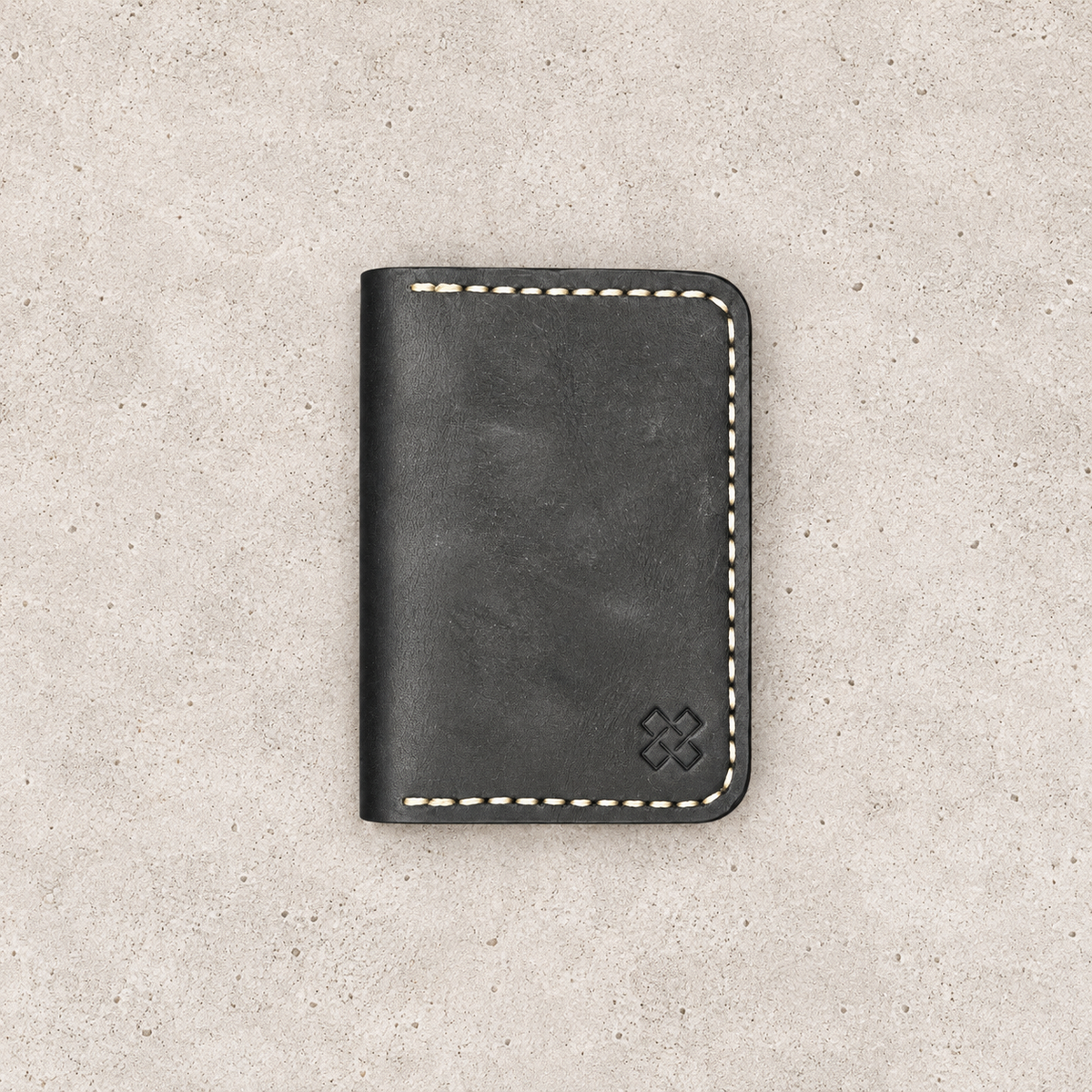 THE COPPERFIELD Bi-Fold Leather Card Holder (Black and Mustard Crunch) - Novelty Atelier