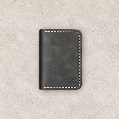 THE COPPERFIELD Bi-Fold Leather Card Holder (Black and Mustard Crunch) - Novelty Atelier