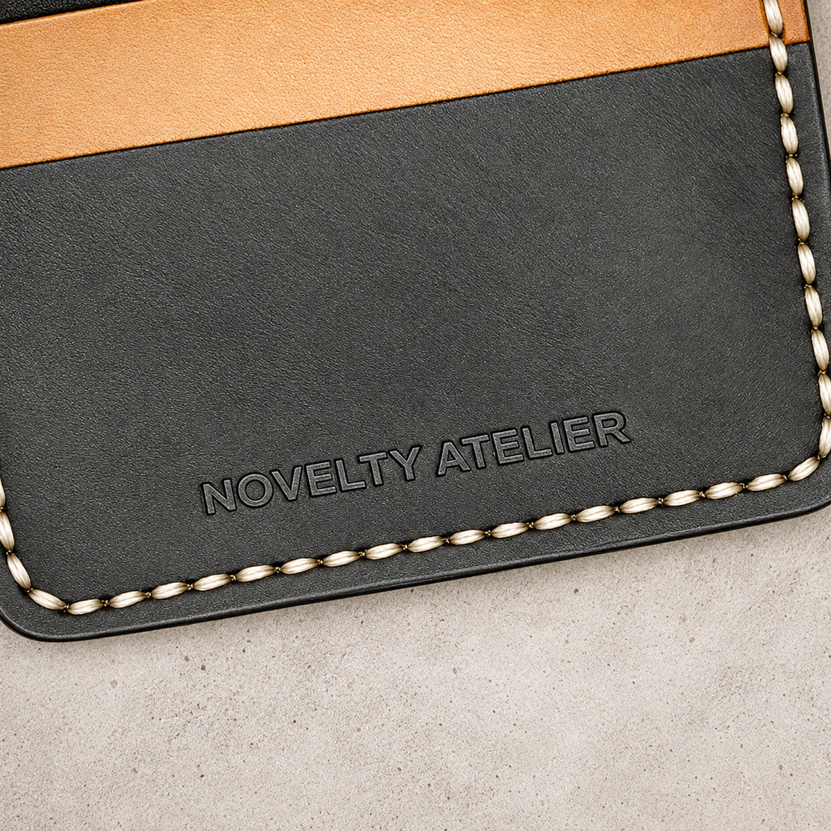 THE COPPERFIELD Bi-Fold Leather Card Holder (Black and Mustard Crunch) - Novelty Atelier