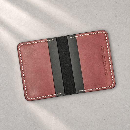 THE COPPERFIELD Bi-Fold Leather Card Holder (Black and Purple) - Novelty Atelier