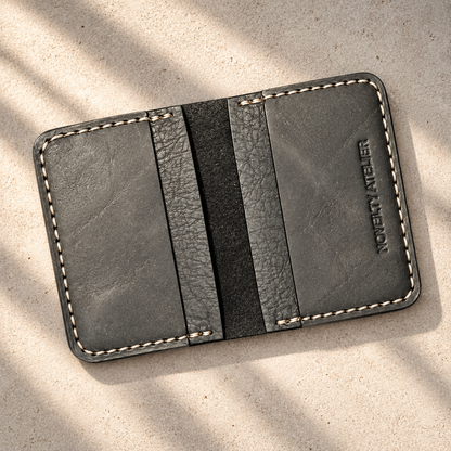 THE COPPERFIELD Bi-Fold Leather Card Holder (Black) - Novelty Atelier