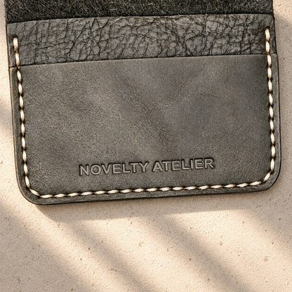 THE COPPERFIELD Bi-Fold Leather Card Holder (Black) - Novelty Atelier