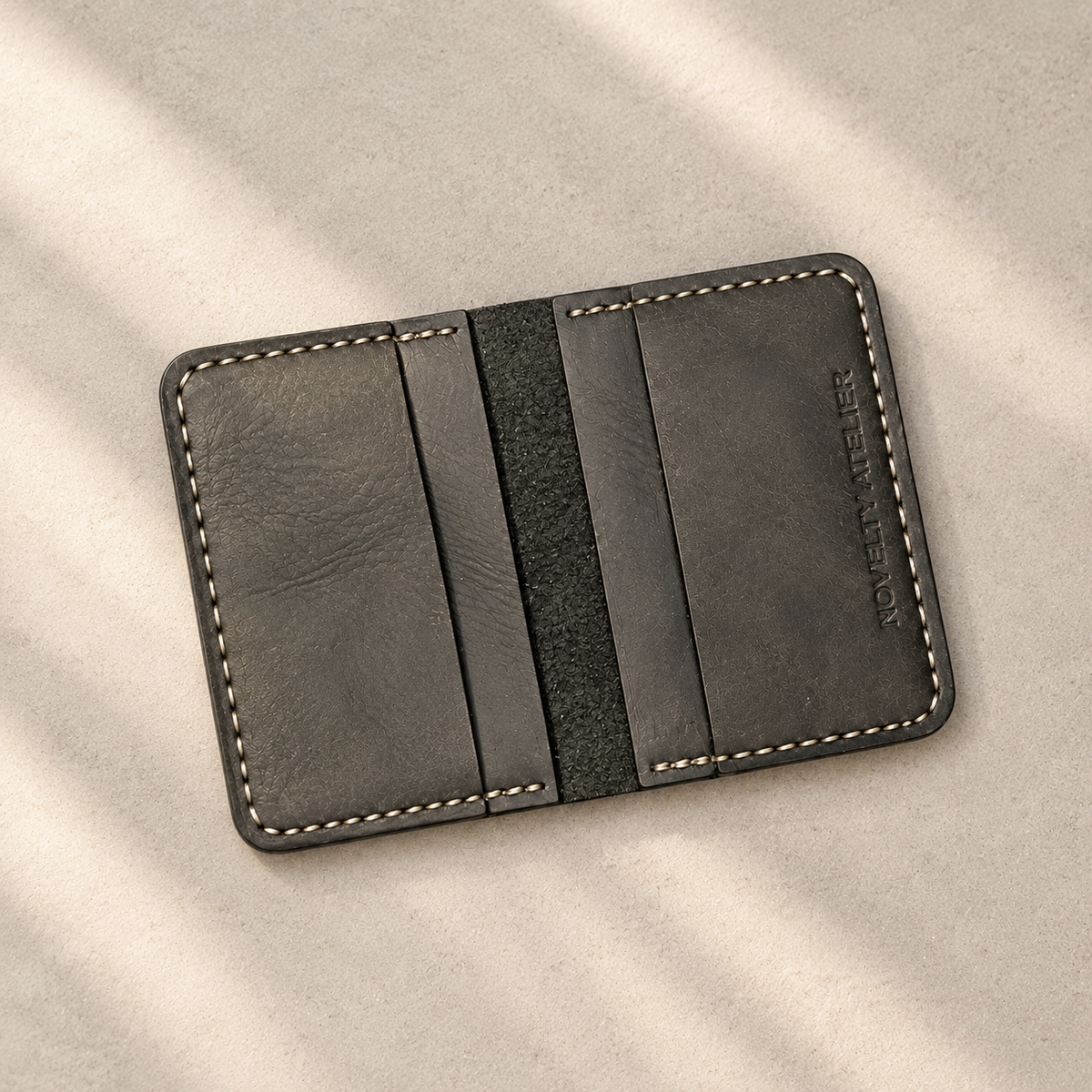 THE COPPERFIELD Bi-Fold Leather Card Holder (Black) - Novelty Atelier