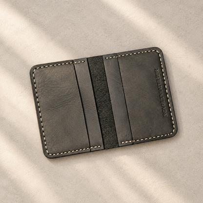 THE COPPERFIELD Bi-Fold Leather Card Holder (Black) - Novelty Atelier