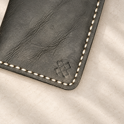 THE COPPERFIELD Bi-Fold Leather Card Holder (Black) - Novelty Atelier