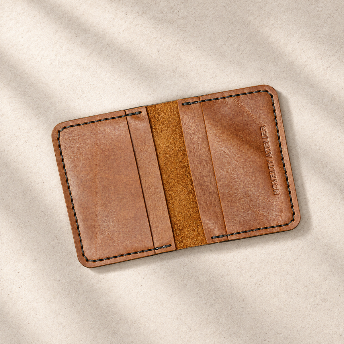 THE COPPERFIELD Bi-Fold Leather Card Holder (Brown) - Novelty Atelier