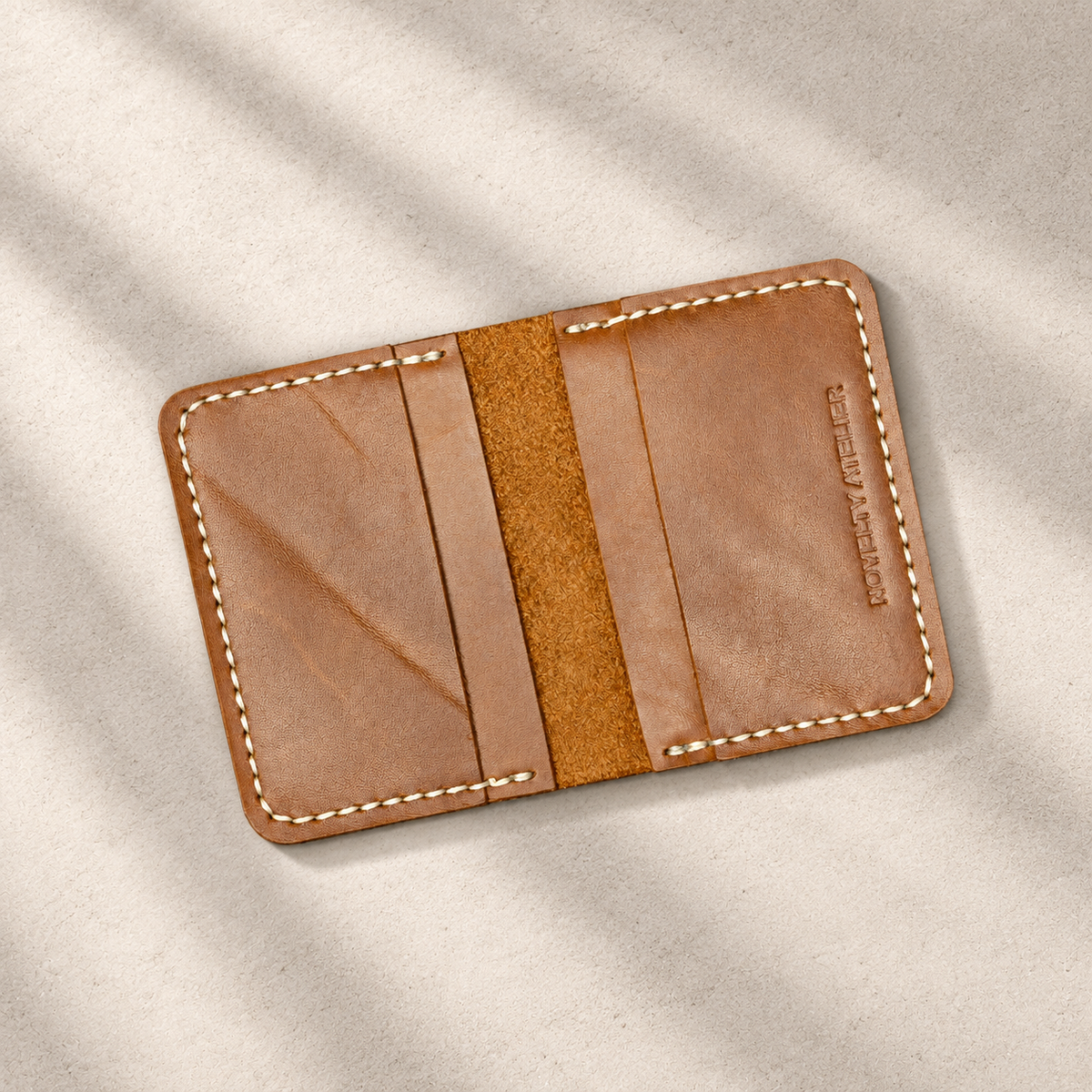 THE COPPERFIELD Bi-Fold Leather Card Holder (Brown) - Novelty Atelier
