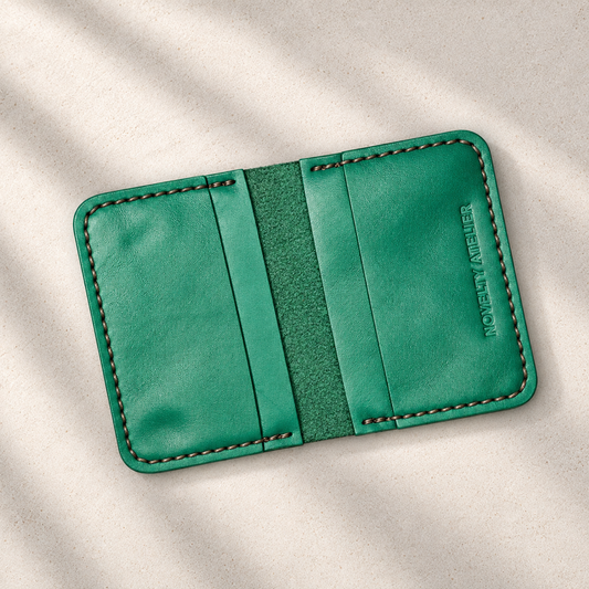 THE COPPERFIELD Bi-Fold Leather Card Holder (Green) - Novelty Atelier