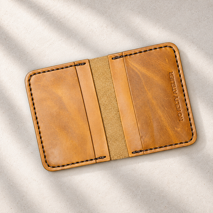 THE COPPERFIELD Bi-Fold Leather Card Holder (Mustard crunch) - Novelty Atelier