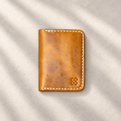 THE COPPERFIELD Bi-Fold Leather Card Holder (Mustard crunch) - Novelty Atelier