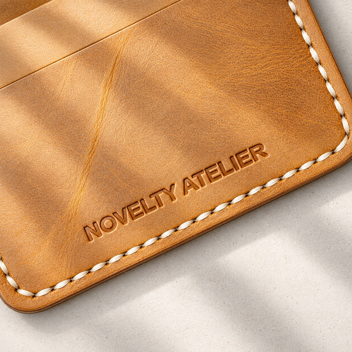 THE COPPERFIELD Bi-Fold Leather Card Holder (Mustard crunch) - Novelty Atelier