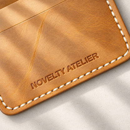 THE COPPERFIELD Bi-Fold Leather Card Holder (Mustard crunch) - Novelty Atelier