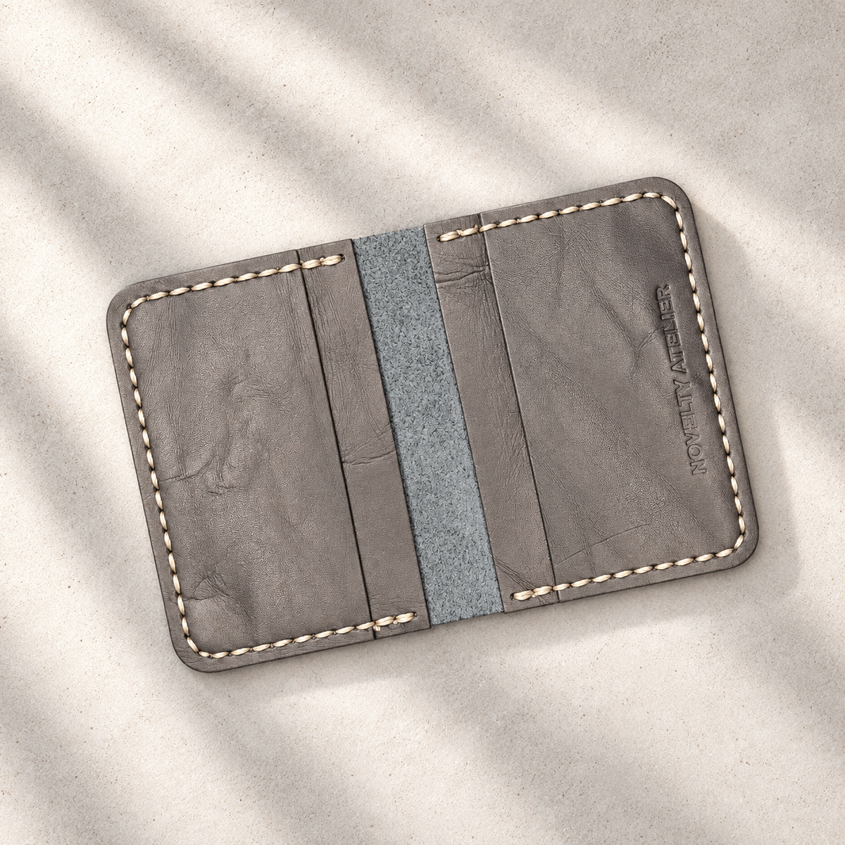 THE COPPERFIELD Bi-Fold Leather Card Holder (Navy Blue) - Novelty Atelier