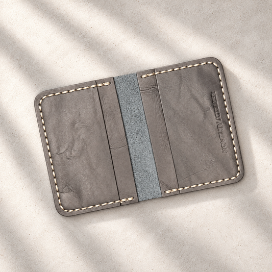 THE COPPERFIELD Bi-Fold Leather Card Holder (Navy Blue) - Novelty Atelier