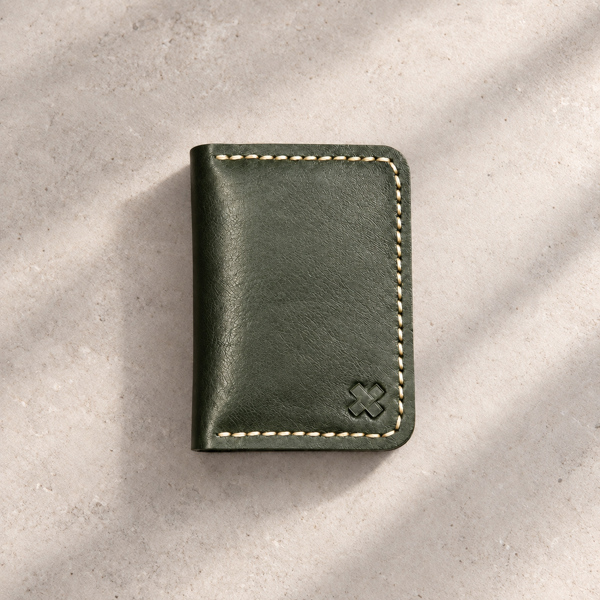 THE COPPERFIELD Bi-Fold Leather Card Holder (Olive Green) - Novelty Atelier