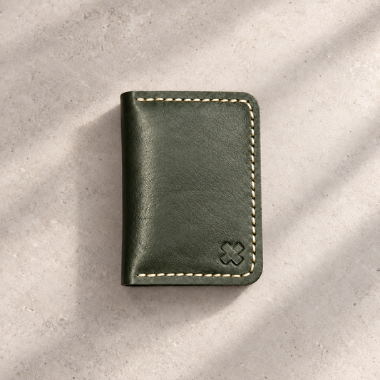 THE COPPERFIELD Bi-Fold Leather Card Holder (Olive Green) - Novelty Atelier