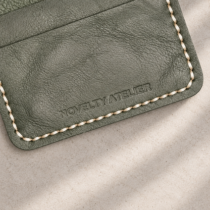THE COPPERFIELD Bi-Fold Leather Card Holder (Olive Green) - Novelty Atelier