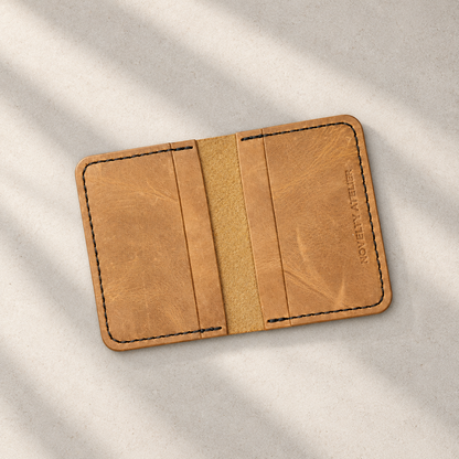 THE COPPERFIELD Bi-Fold Leather Card Holder (Sandstorm Brown) - Novelty Atelier