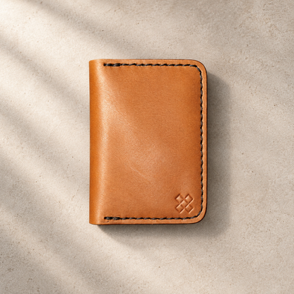 Full grain Leather Bi-Fold Card Holder (Tann) - Novelty Atelier