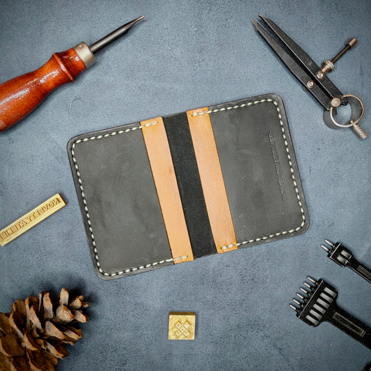 THE COPPERFIELD Bi-Fold Card Holder (Black and Mustard Crunch)