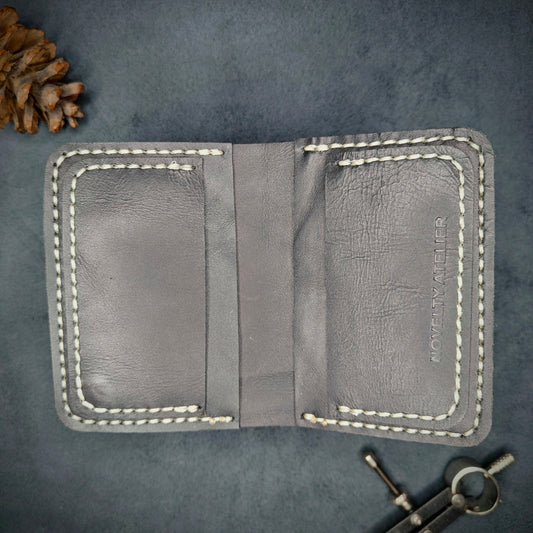THE MIRAGE Bi-Fold Leather Wallet (Navy Blue) - Novelty Atelier