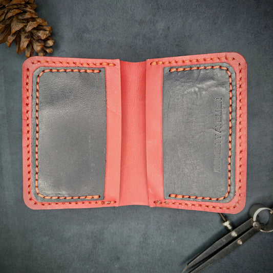 THE MIRAGE Bi-Fold Leather Wallet (Red and Navy Blue) - Novelty Atelier