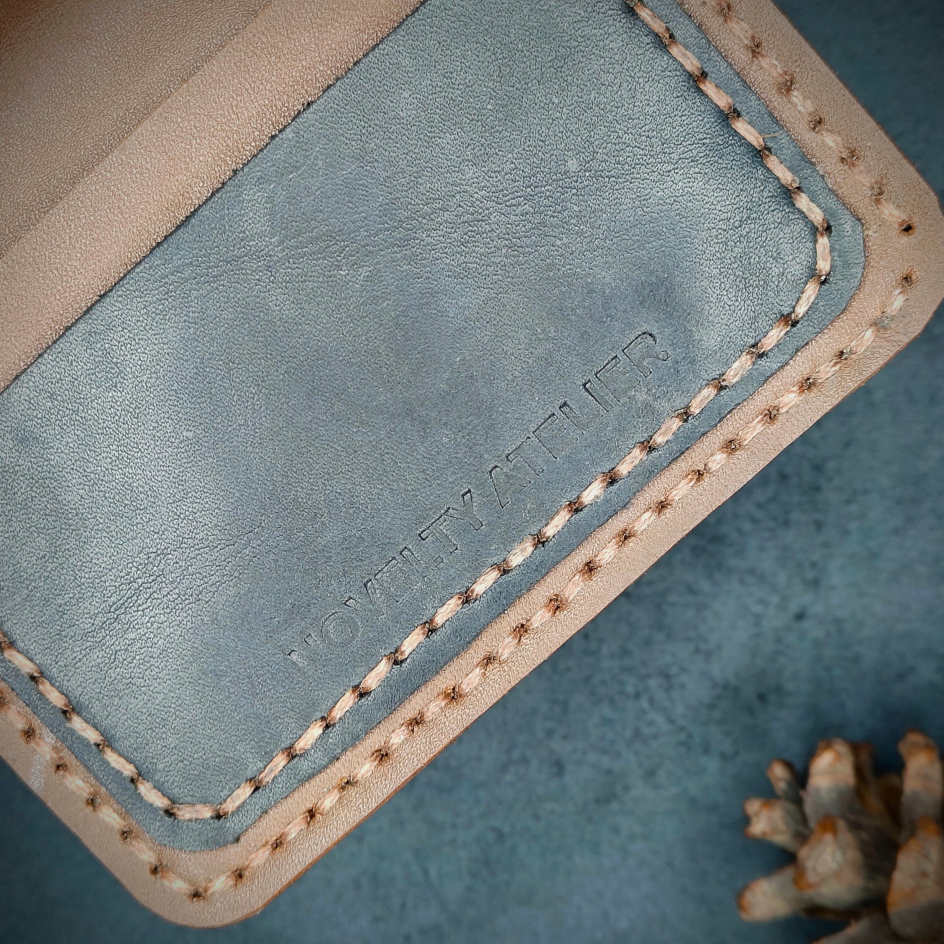 THE MIRAGE Bi-Fold Leather Wallet (Brown and Navy Blue) - Novelty Atelier
