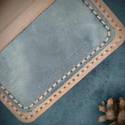THE MIRAGE Bi-Fold Leather Wallet (Brown and Navy Blue) - Novelty Atelier