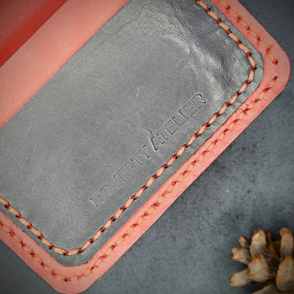 THE MIRAGE Bi-Fold Leather Wallet (Red and Navy Blue) - Novelty Atelier