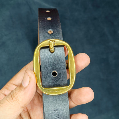 Formal Leather Belts - Brass Hardware