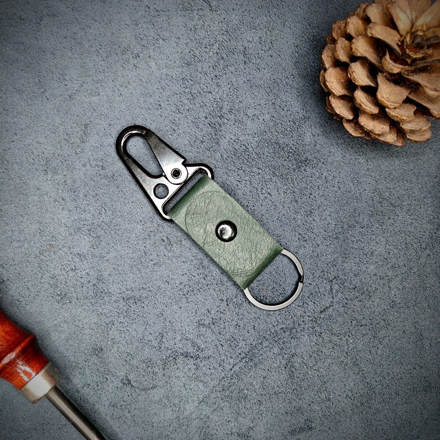 Olive Green EDC Snap Hook Keychain