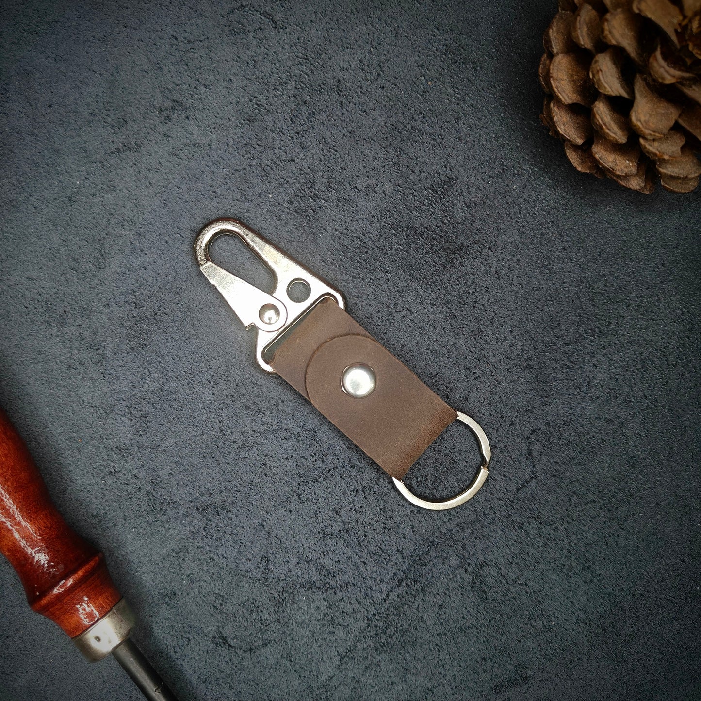Brown EDC Snap Hook Keychain
