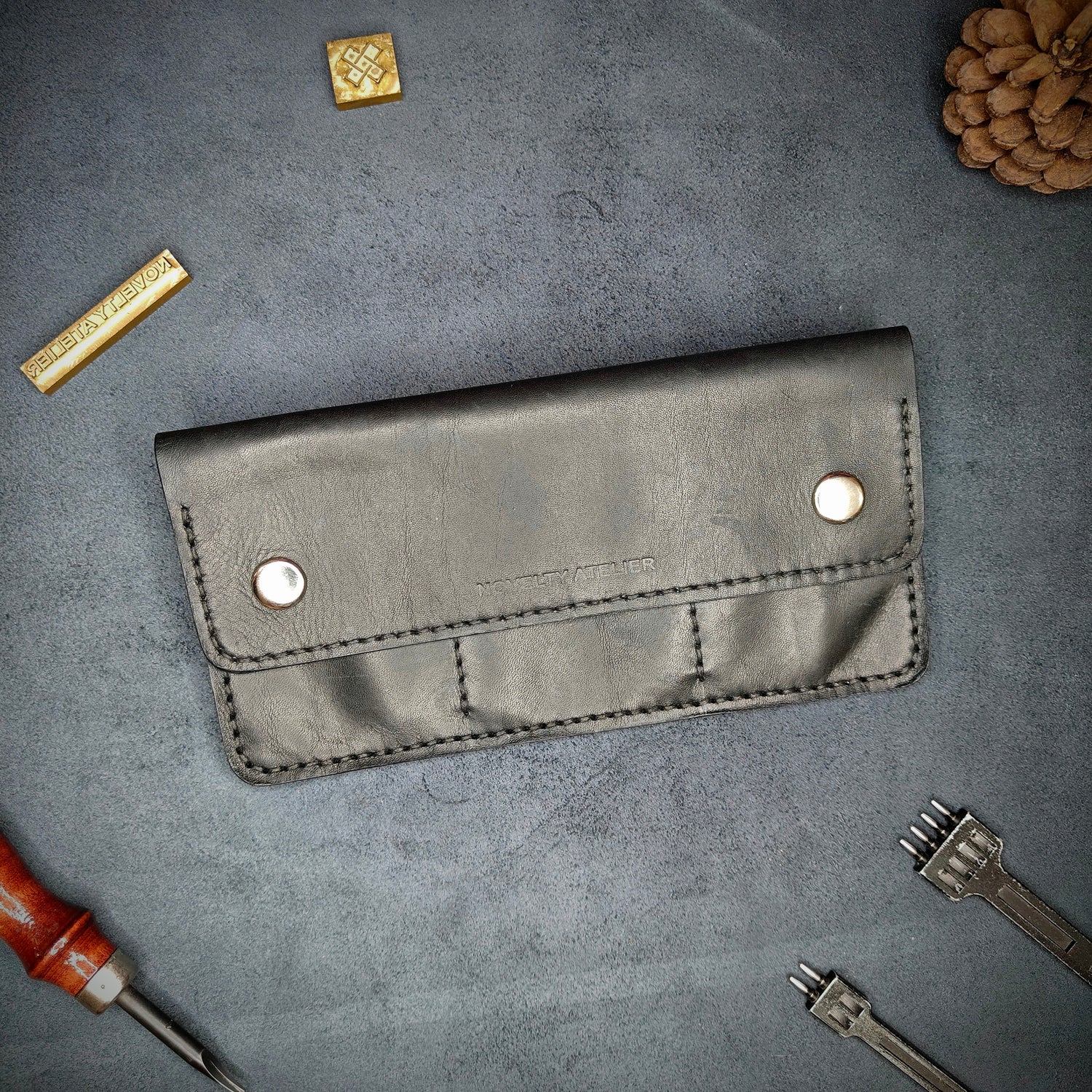 Black Handmade Leather Clutch - Novelty Atelier