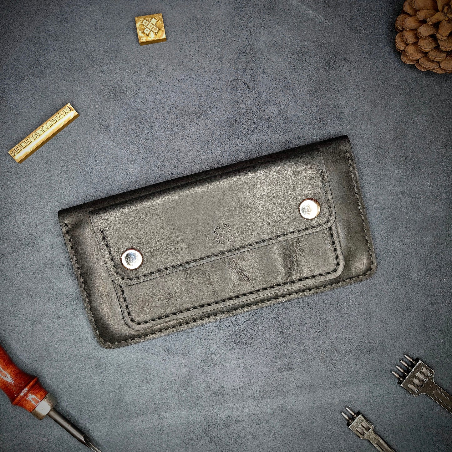 Black Handmade Leather Clutch