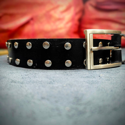 Black Leather Studded Belt