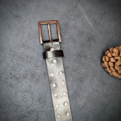 Black Leather Studded Belt