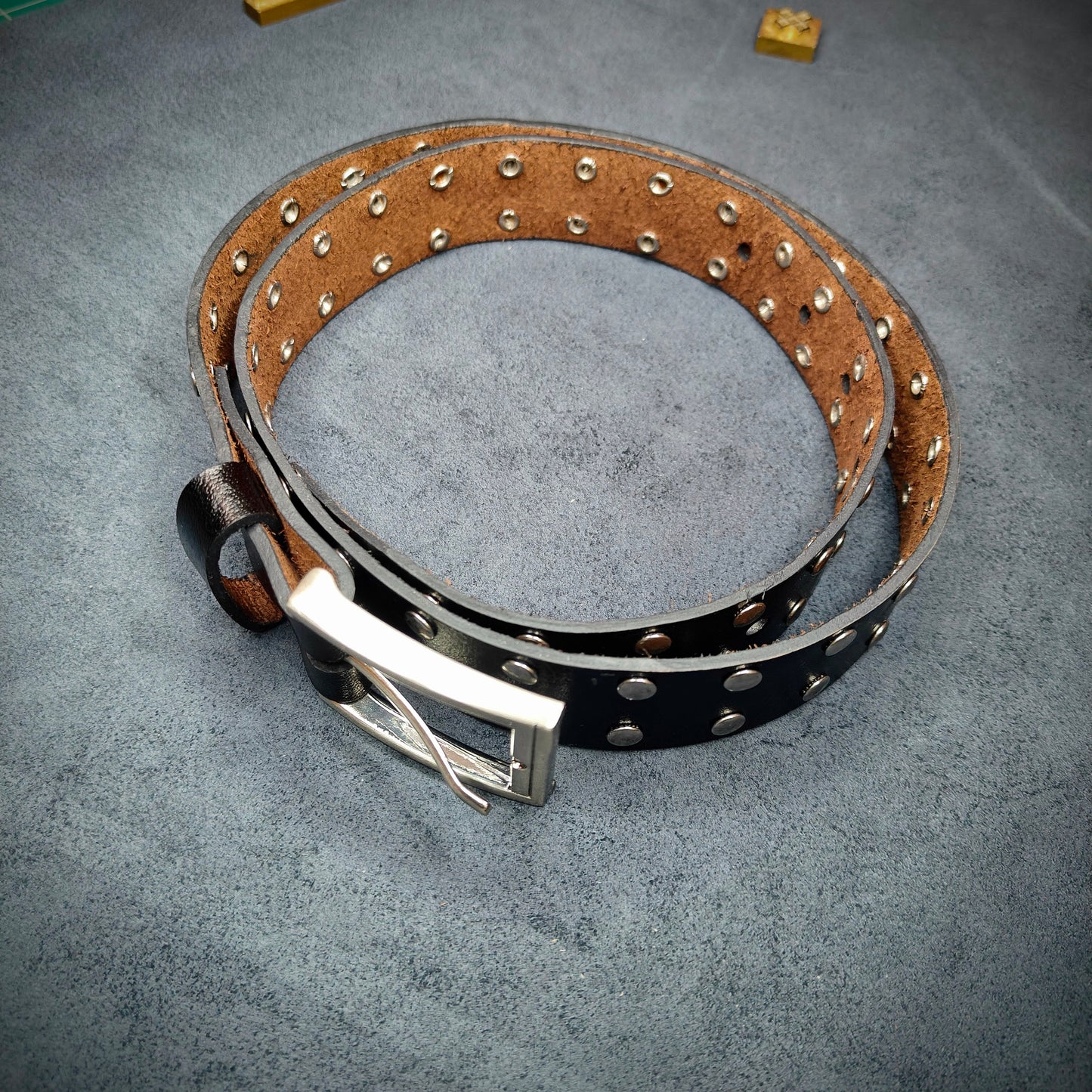 Black Leather Studded Belt