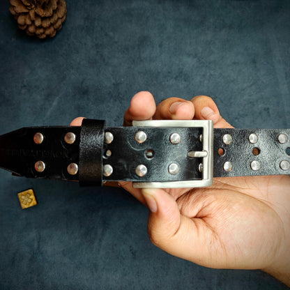 Black Leather Studded Belt