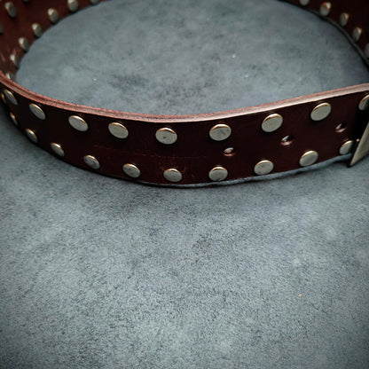 Maroon Leather Studded Belt